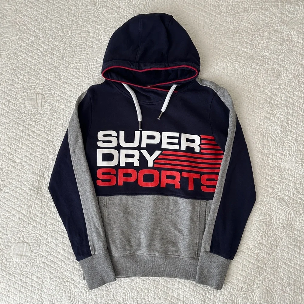 SuperDry Sports Wear Colorblock Hoodie Sweatshirt Pullover Medium - Picture 12 of 12